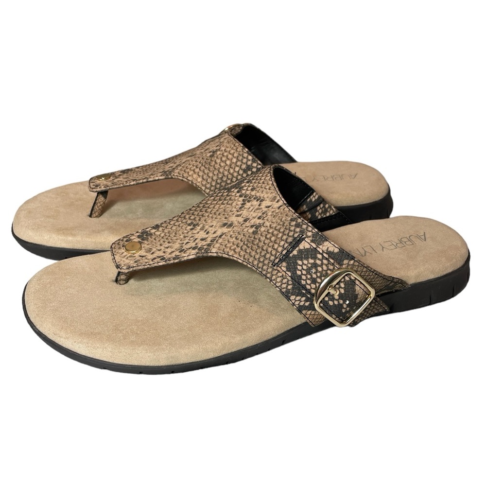 Aubrey Lynn | Al-Coria | Brown Snakeskin Print Comfort Sandals | Women's Size 10